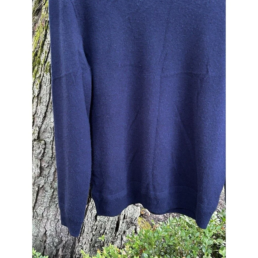 J.Crew 100% Cashmere Sweater Size Large Crewneck Navy Blue Knit Preppy Classic